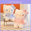 Plush Stuffed Doll With Checkered Dress And Bow Decor For Kids Gift