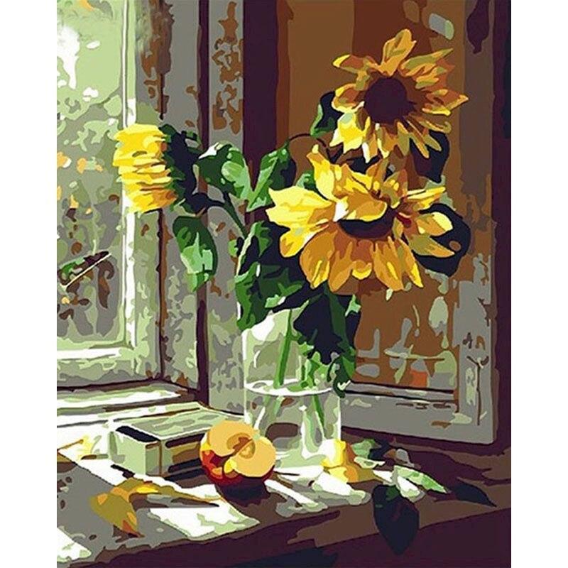 5D DIY Diamond Painting Sunflower Vase Diamond Mosaic Embroidery Flower Needlework Personalized Gift Decoration Home