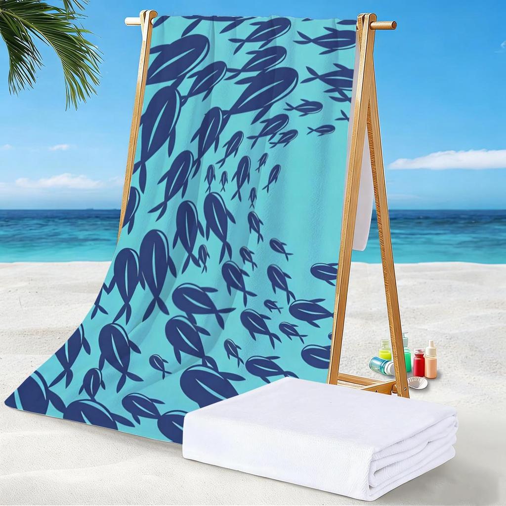 Direct Supply Of Marine Life Terry Printed Beach Towels, Microfiber Swimming Bath Towels