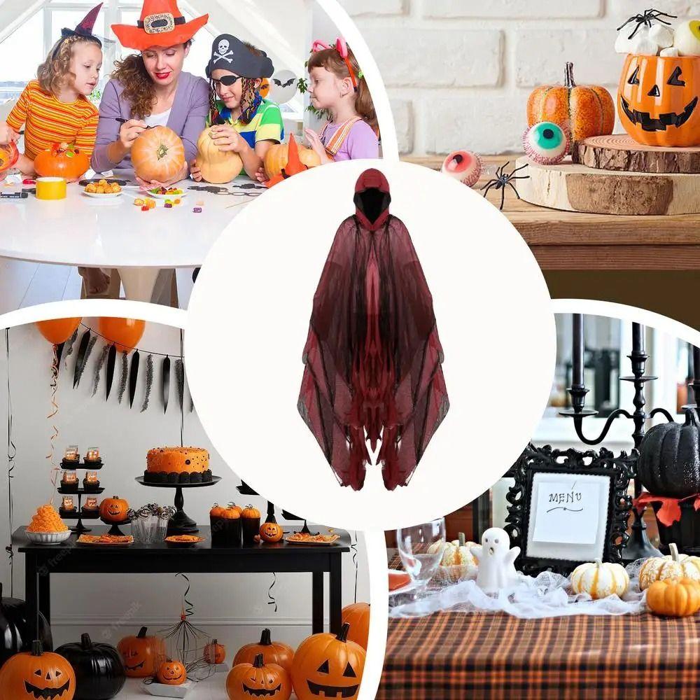 Wizard Halloween Ghost Cloaks Polyester Tattered Hooded Capes Dementors Cosplay Costume Party