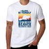 Funny Beaver Animal T-Shirt Black Cotton T-shirt Plain for Man Package T Shirts for Man Pack White T-Shirt