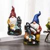 Solar Pumping Gnome Figurine with Light Washing Dog Dwarf Elf Resin Statue Sculpture Outdoor Garden Porch Yard Lawn Decoration Ornament