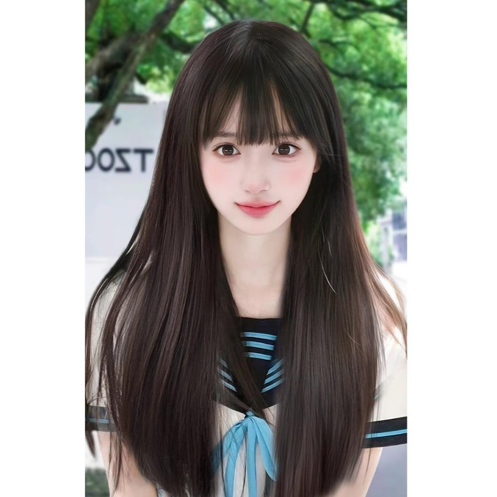 Halloween Women Layered Wigs Realistic Lolita Cosplay Wigs Sweet Long Straight Hair Wigs  Summer