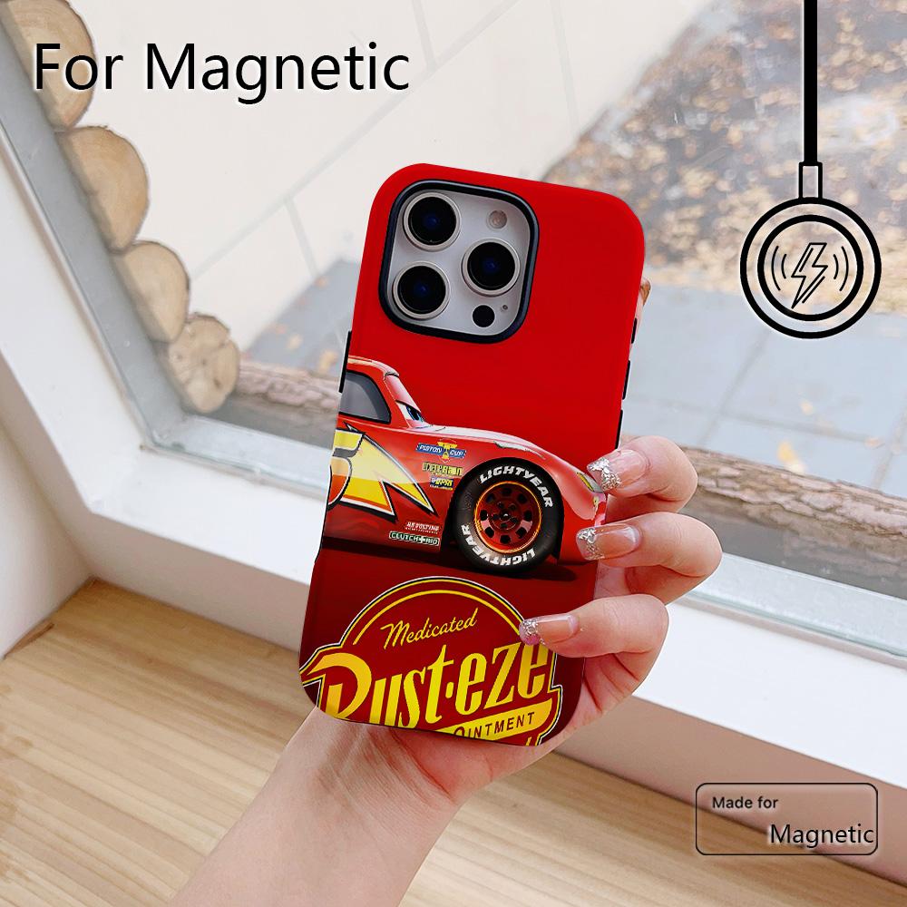 Чехол для телефона Cars Молния МакКуин 95 для iPhone 17 16 15 14 13 12 11 Pro Max Plus Air Роскошный Магнитный Двухслойный Задний Чехол