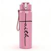 1PC Faith Cross Line Art 750ml Color Plastic Sports Water Bottle Leakproof Flip Straw Lid Suitable for Sports Office Home Use