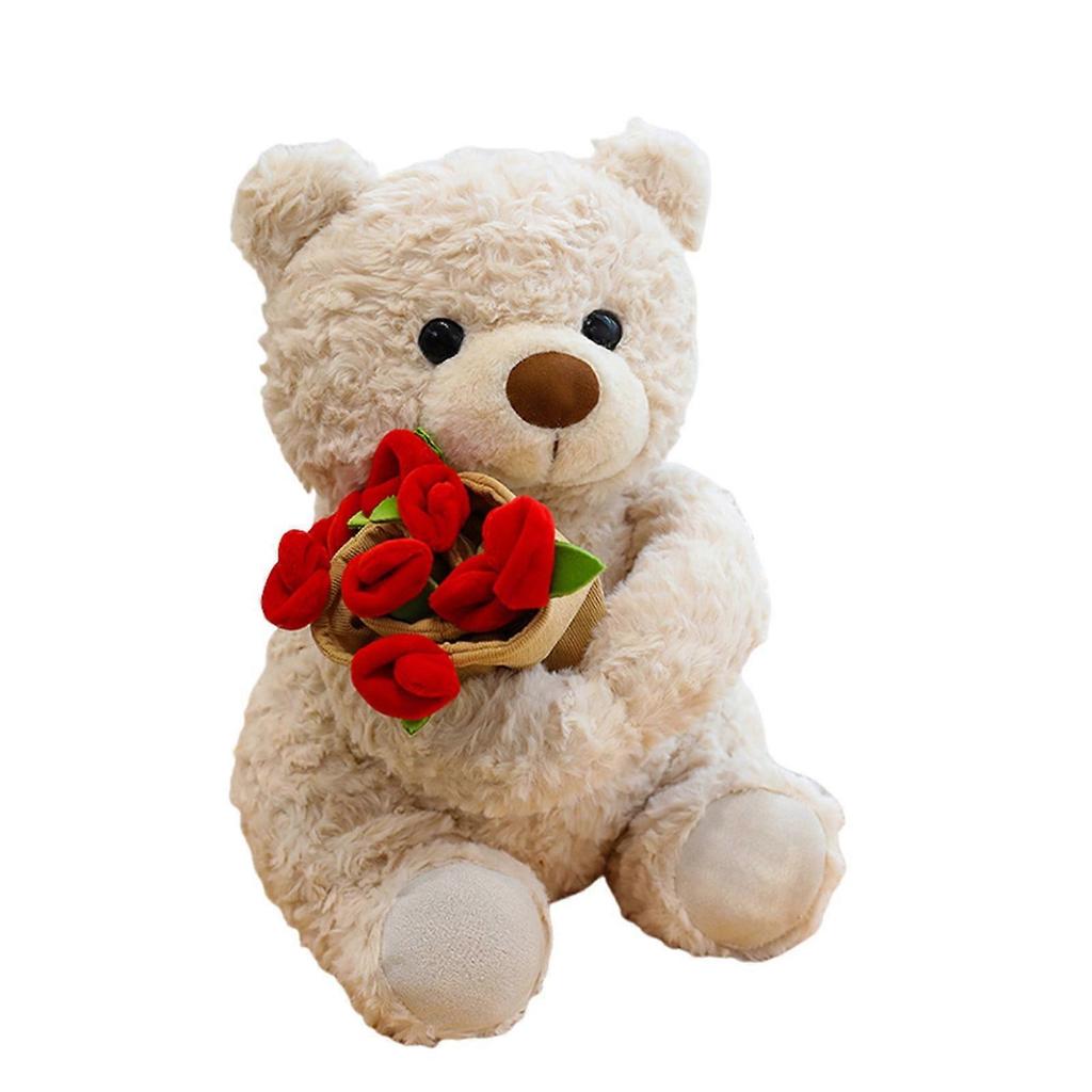Cute Teddy Bear Plush Toy Holding A Red Rose, Adorable Stuffed Animal Gift For Girlfriend, Valentine’S Day, Mother’S Day, And Romantic Occasions