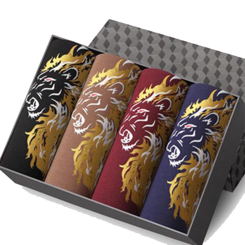 4 пары распродажного мужского нижнего белья, удобные и дышащие брюки на плоской подошве, мужские шорты-боксеры с принтом