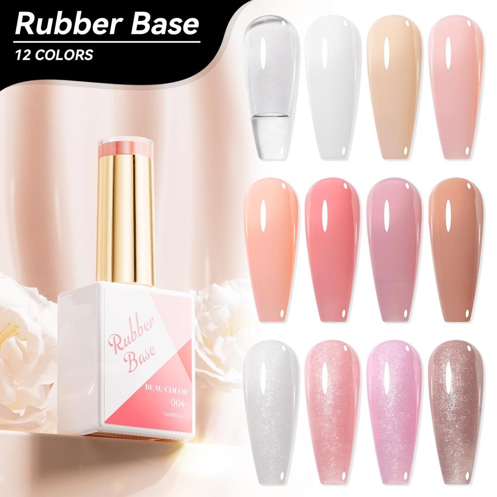 BEAU COLOR 15 мл высокопрочный 12-цветный каучуковый гель-лак для ногтей с эффектом розового цвета, УФ/светодиодный полуперманентный гель-лак для ногтей