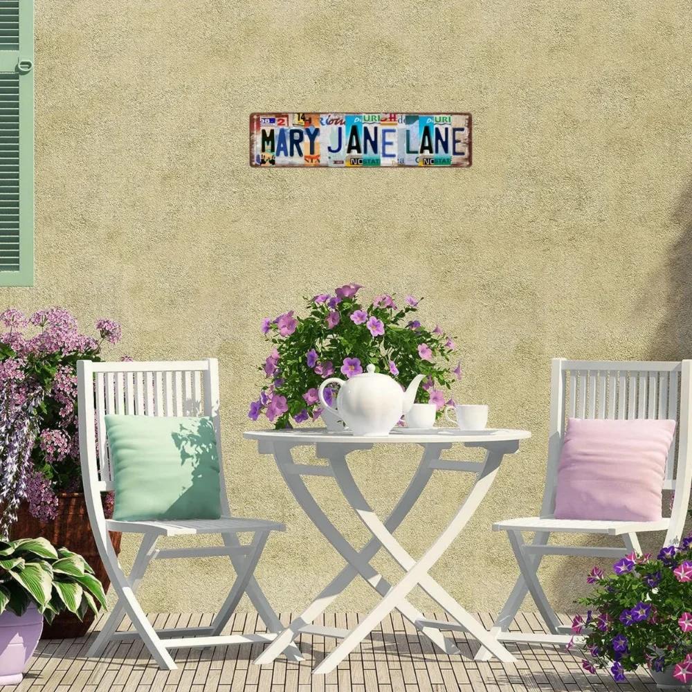 1pc, Mary Jane Lane Metal Tin Sign (15.75"x3.94"/40x10cm), Novelty Street Sign, Home Decor, Room Decor, Wall Decor