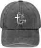 This Is The Turning Point Cross Graphic Washed Baseball Cap Distressed Casual Polyester Hat for Adults