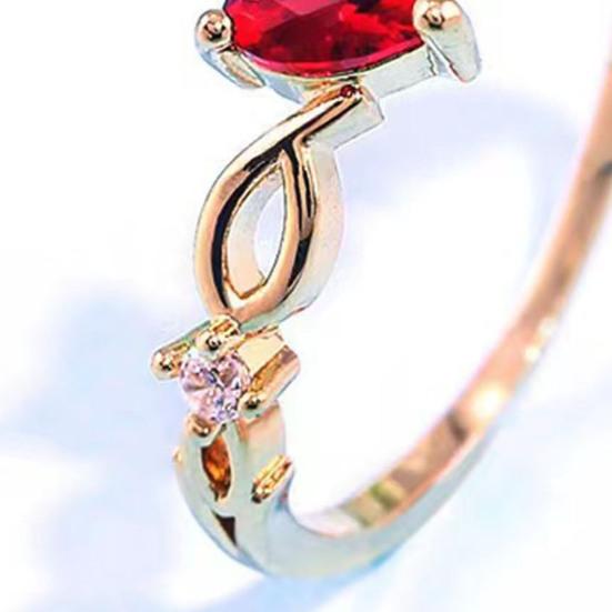 Women Wedding Ring Heart Hollow Electroplated Out Polished Lightweight Rhinestone Prom Party Finger Ring