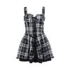 Готические черные клетчатые повязки в стиле Лолиты, вечерняя одежда с открытой спиной в стиле Харадзюку, платье трапециевидной формы