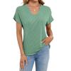 Women's Fashion Solid Color U Neck Short Sleeved Pullover Casual T-shirt Top