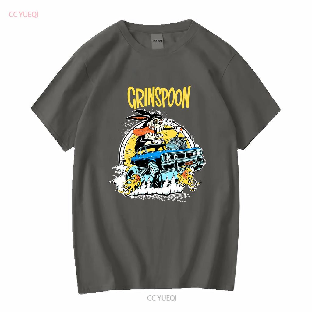 Grinspoon T Shirt Medium long sleeves vintage Washed Soft Comfortable homme graphic fashion Top For Everyday Wear Slightly