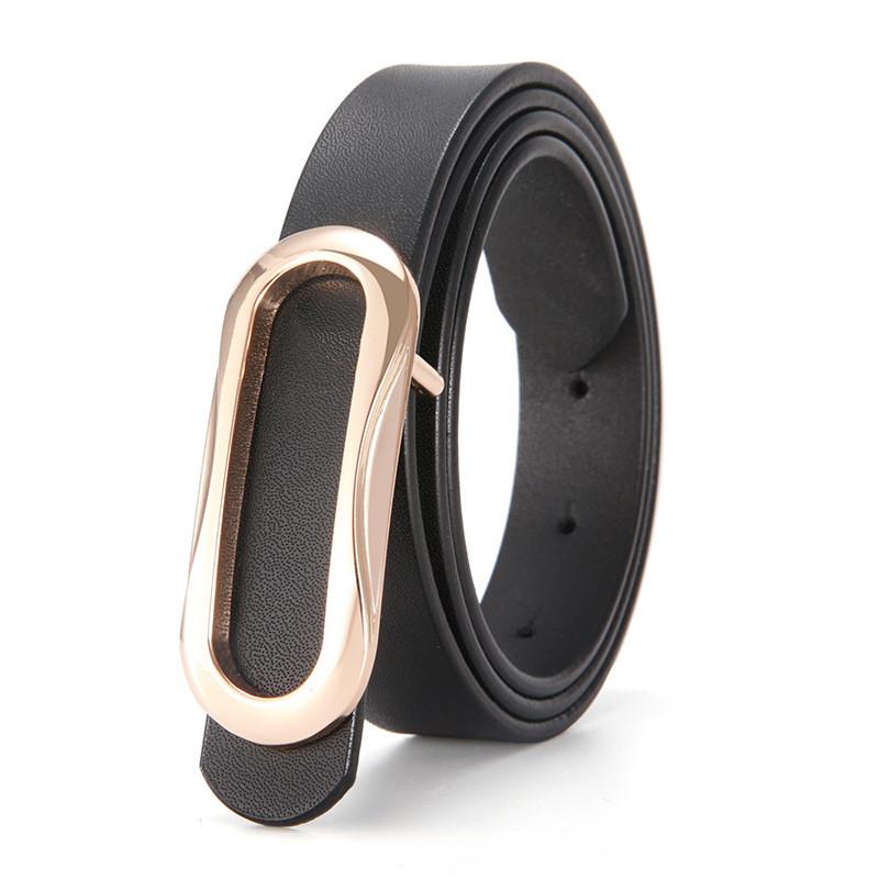 Fashionable Womens Slim Leather Belt With Polished Buckle Perfect For Work Or Casual Outfits