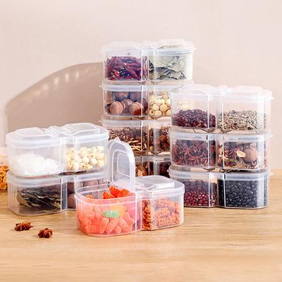 Коробка для хранения продуктов, кухонный органайзер, набор контейнеров, вакуумная крышка, герметичная, прозрачная, квадратная, для сухих бобовых, специй