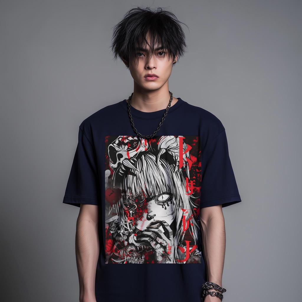 25 Футболка Аниме Девушка Харадзюку Манга Стиль Ужасы Японская Уличная Одежда Готическая Одежда Подарки Любителю Моды Топы Футболка Мужская и Женская