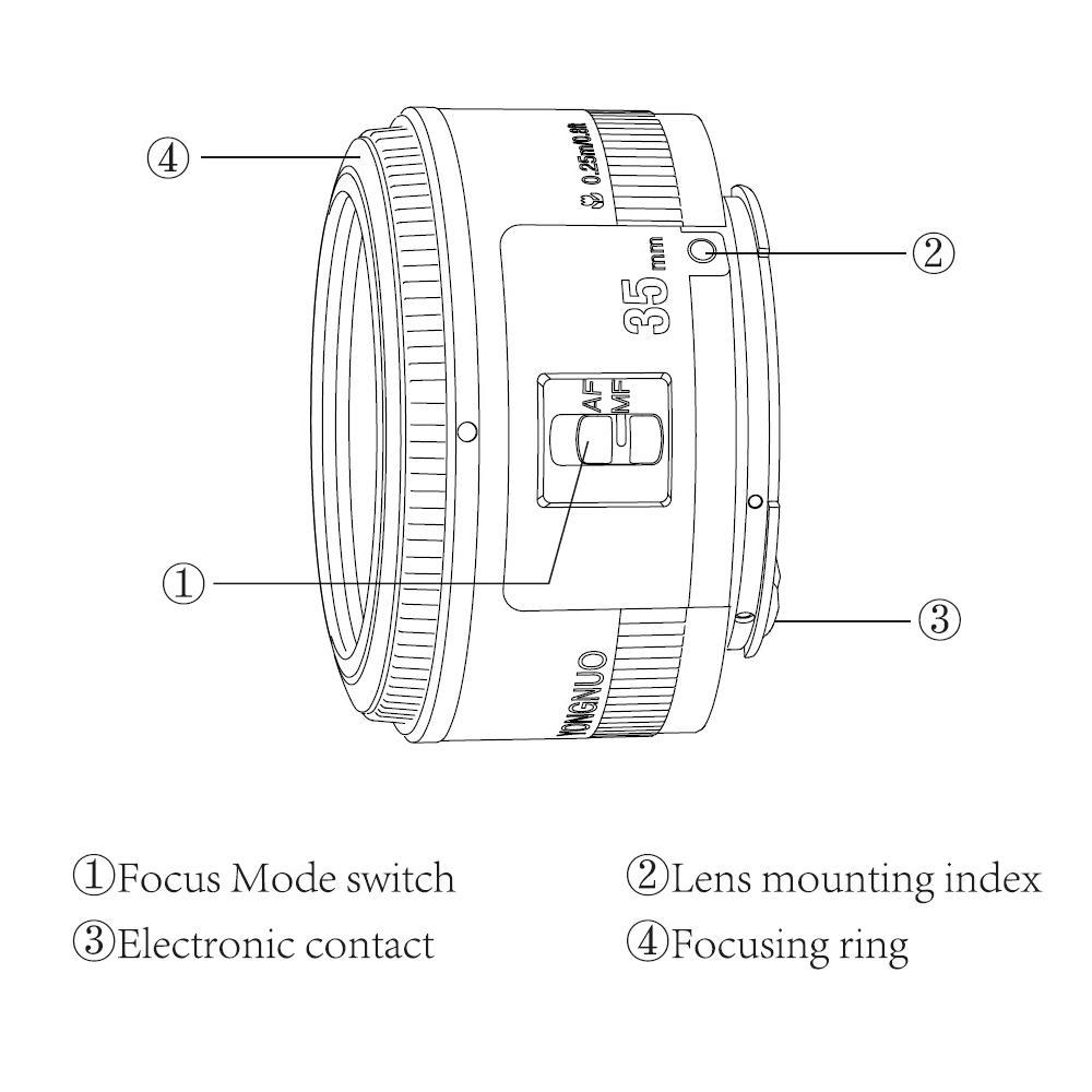 Yongnuo YN35mm F2 Lens 1:2 AF / MF Wide-Angle Fixed/Prime Auto Focus Lens for Canon EF Mount EOS