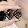 Temperamental Black Rhombus Crystal Hypoallergenic Stud Earrings - Niche Fashion Design with High-End Silver Needle