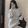 Women's Off-Shoulder Black Knit Sweater - Loose Korean Style for Autumn/Winter 2024
