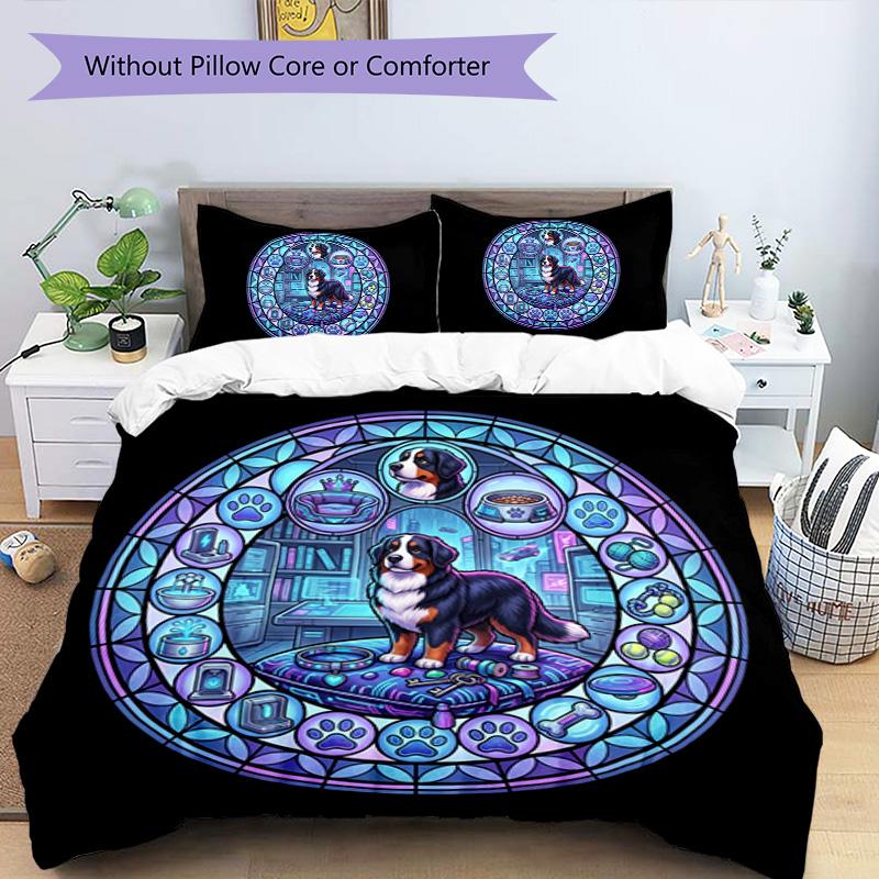 Cybernetic Canine Kingdom Pattern Bedding,Quilt Set Quilt Cover Pillowcase Home Birthday Gift (1 * duvet cover + 2 * pillowcase, without core)