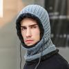 Trendy Winter Knit Hat Unisex Warm Fleece-lined Neck Cover Windproof Ear Protection One-piece Mouthpiece Cap