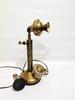 Antique Brass Landline Telephone With Rotary Dial - Vintage Western Candlestick