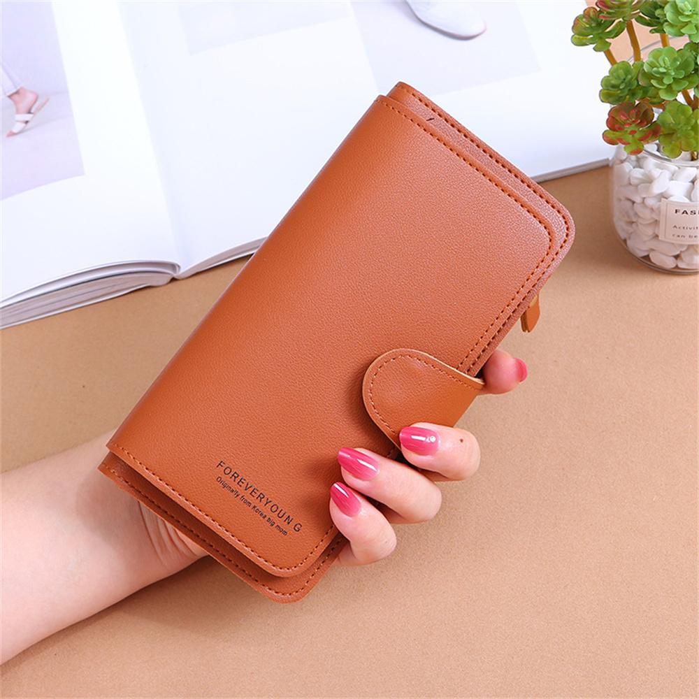 Women Long Wallets Soft  Leather Clutch Wallets Card Holder Card Holders Buckle Zippers Money Clip Multi-Card Female Coin Purses