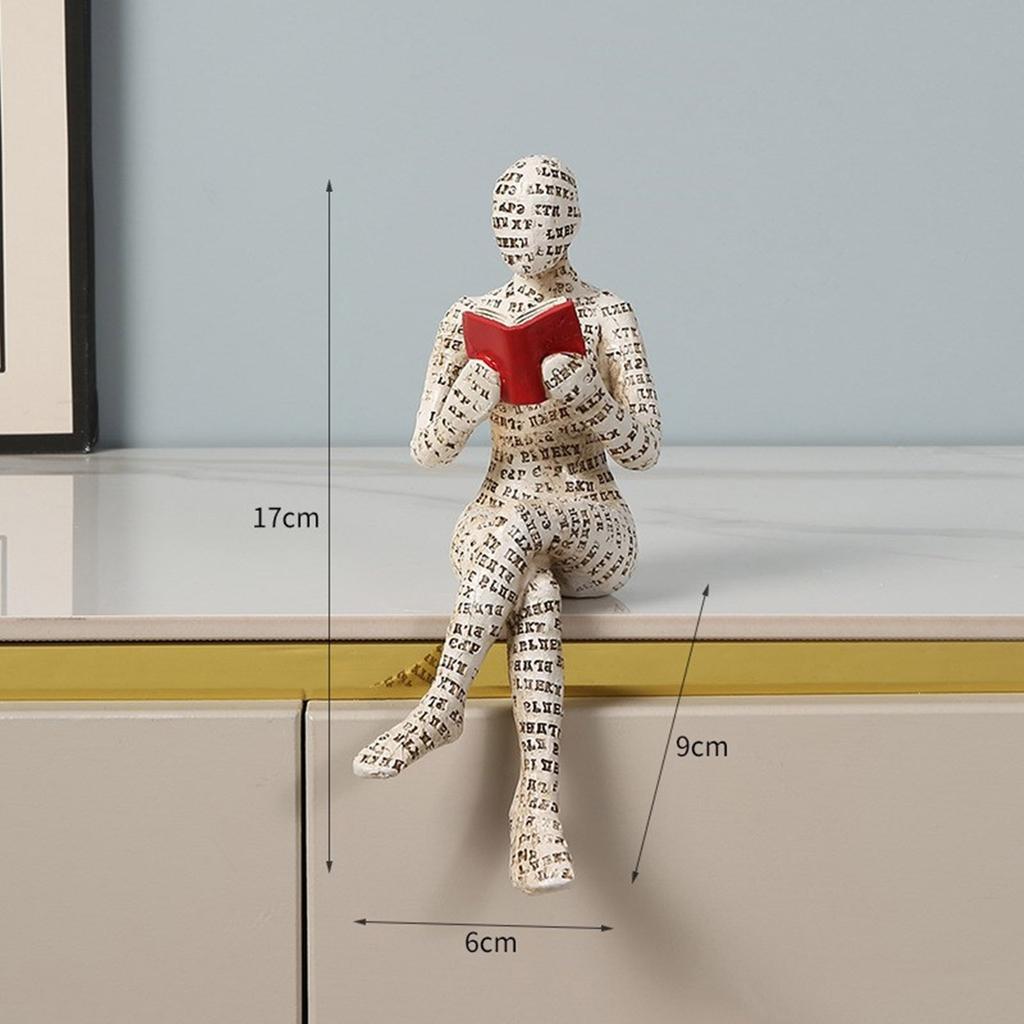Resin Reading Woman Figurine Bookshelf Decoration Ornament for Home Decoration Living Room