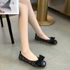 With Bow Low Heel Elegant Shoes for Women 2024 Cute Kawaii Ladies Summer Footwear Popular  Comfortable Chic Beau Today