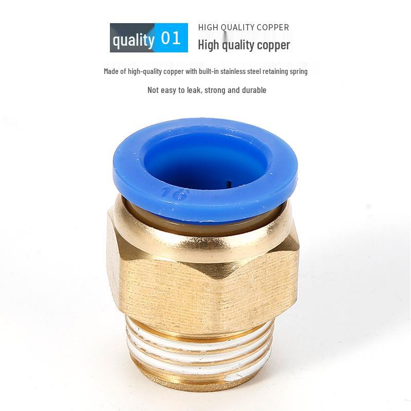 Copper Pneumatic Quick Connector for Air Pipes - External Thread Straight Fitting