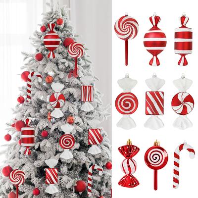Рождественский леденец, конфета, трость, подвеска, большая рождественская елка, подвесной шар, украшения 2024 года, рождественское украшение для дома, подарок на Новый год 2025 года