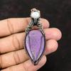 Подвеска из драгоценного камня пурпурит, подвеска из медной проволоки, подвеска ручной работы, радужный лунный камень, медные украшения, подарок для матери, ювелирные изделия из пурпурита