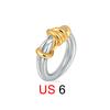 18K gold and silver two-color French retro stacked ring simple versatile ring hand jewelry