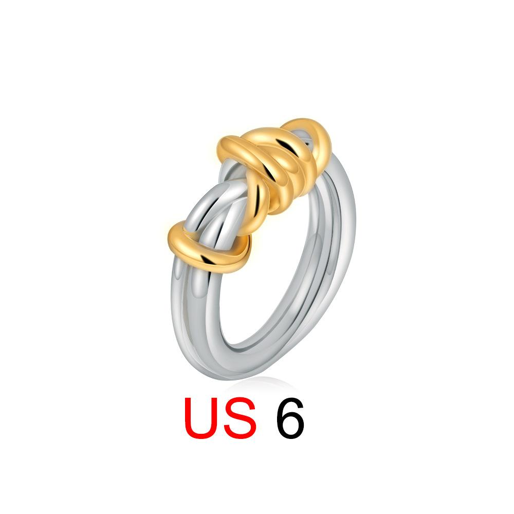 18K gold and silver two-color French retro stacked ring simple versatile ring hand jewelry