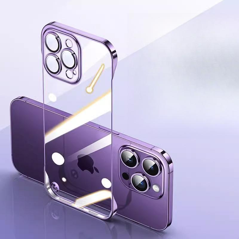 Applicable To Apple 16 Electroplated Frameless Mobile Phone Case 15 Comes with Lens Film IPhone 14 Anti-fall PC Dust Protection