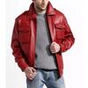 Jacket Stylish Collar Men's Motorcycle Red Real Festive's Bomber Leather