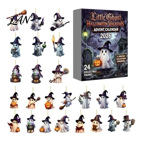 Christmas Countdown For Children Halloween Advent Calendar 2026, 24-Day Box with 2D Kids Flat Hanging Pendant, Spooky Collectible Decor for
