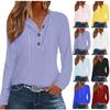 Fashion Women's Hoodie Knit Drawstring Button V-neck Long Sleeve Pullover Casual T-shirt