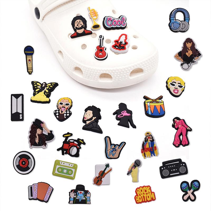 29 шт., музыкальная мультяшная серия, крутая обувь из ПВХ, подвески, украшения для сабо из крокодила, аксессуары