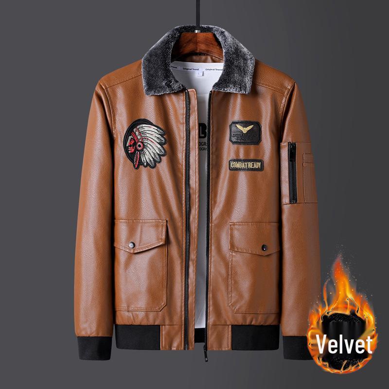 Мужская кожаная бейсбольная куртка большого размера с вышивкой и бархатом, модная весенне-осенняя верхняя одежда.