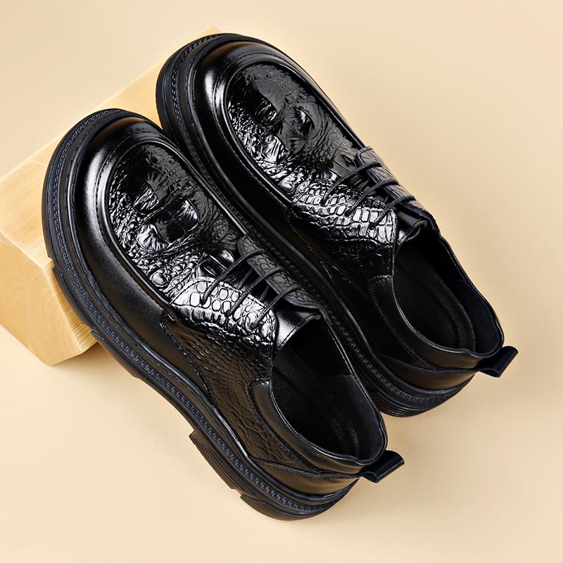 Модная обувь Мужская шнуровка Модная повседневная кожаная мужская обувь для платья черная уличная дышащая британская жених платформа свадебная обувь мужская