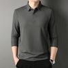Long Sleeve T-shirt Men's Spring New Korean Style Casual Polo Collar Young and Middle-Aged Lapel Thin Solid Color Top