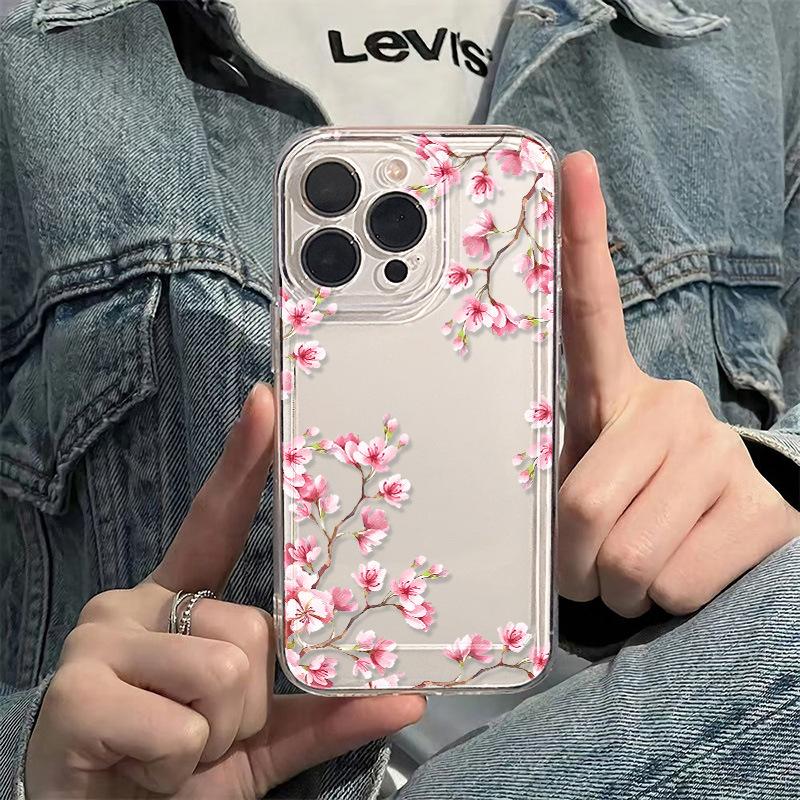 Прозрачный чехол для телефона Cherry Blossoms Flowers для iPhone 16 15 14 13 12 11 Pro Max X XR XS Max 7 8 Plus SE 2020, противоударный силиконовый чехол для телефона TPU