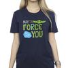 STAR WARS Womens/Ladies The Mandalorian May The Force Be With You Cotton Boyfriend T-Shirt