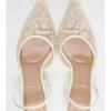 Elegant Mesh Embroidered Flowers Heeled Sandals Women Summer Sexy Slingback Pointed Toe Thin High Heels Dress Shoe