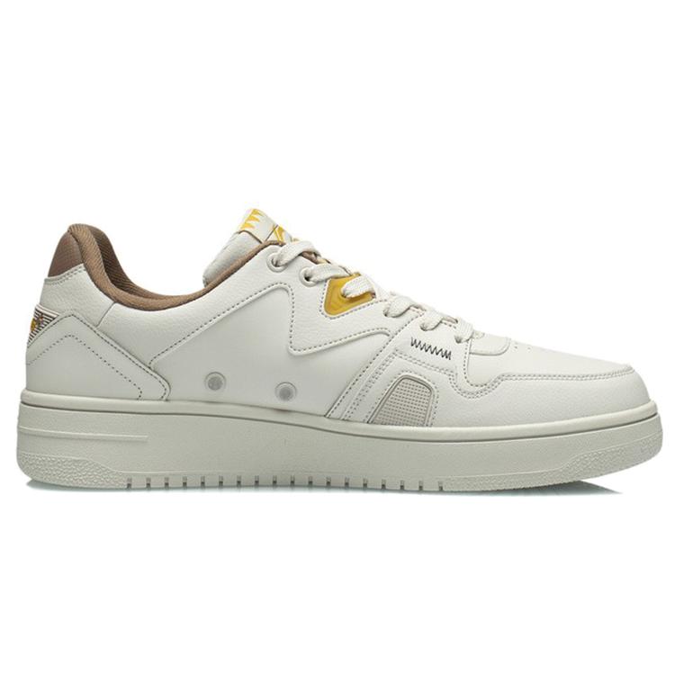 Li Ning Низкие кеды для скейтбординга из синтетической кожи, износостойкие, нескользящие, мужские, бело-желтые AGCR317-4