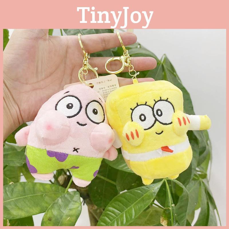 Soft Short Plush Spongebob And Patrick Star Figurine Keychain With Cute Design