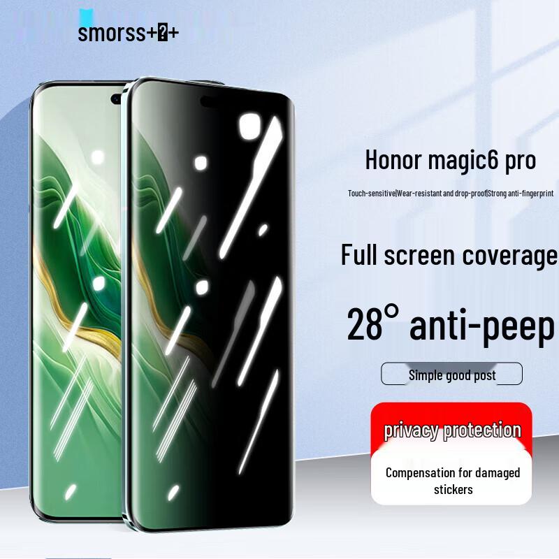 Защитное стекло Smorss Anti-Peep для экрана Honor Magic6 Pro