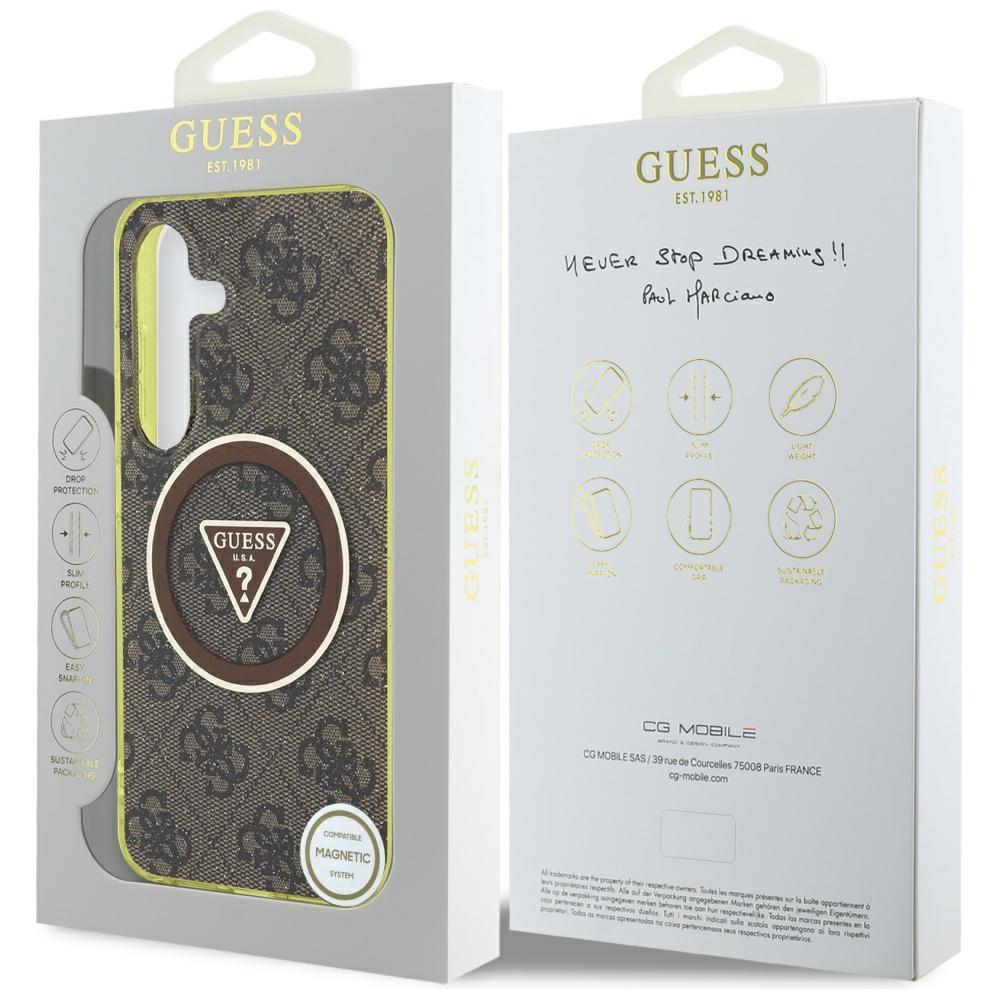 Etui do Samsung Galaxy S25 Guess 4G Glitter MagSafe brązowy